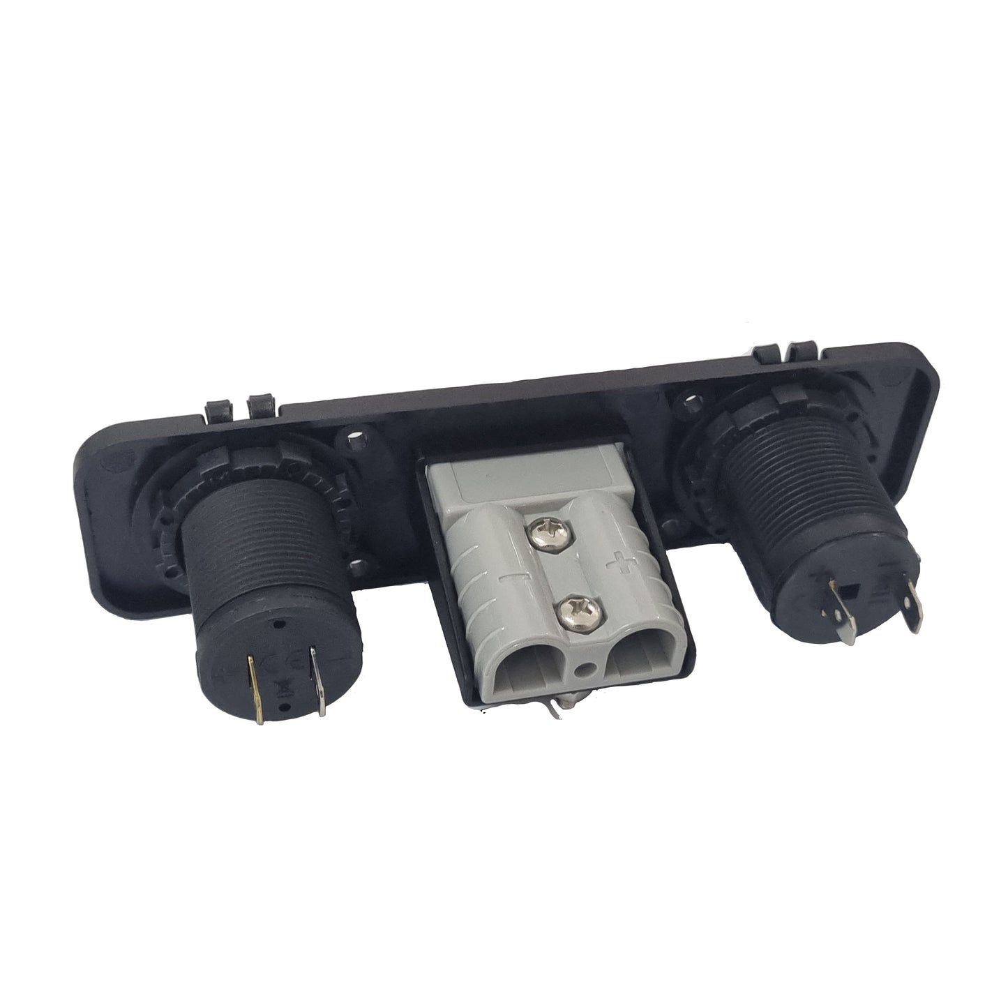 Square Brad Harrison Connector Panel With 12V Cigarette Lighter Socket & Dual USB (1A & 2.1A) Socket