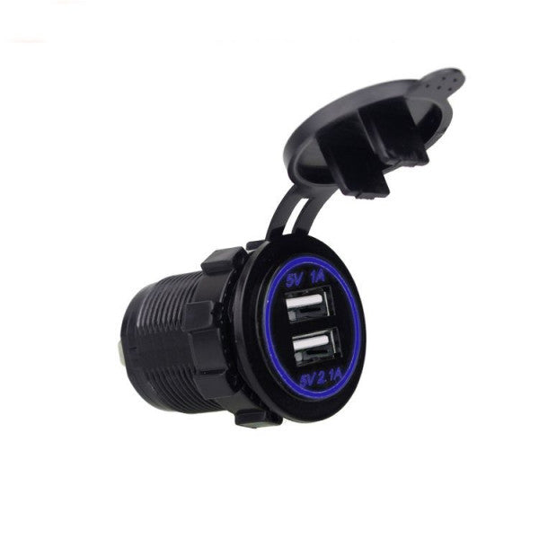 3.1A (1Amp Top and 2.1Amp Bottom) Dual USB Socket Charger - Blue Backlight