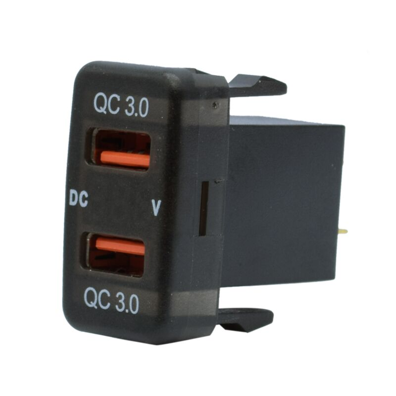 Toyota Vigo Dual USB QC3.0 Charger & Voltmeter (40x20mm) - Blue LED
