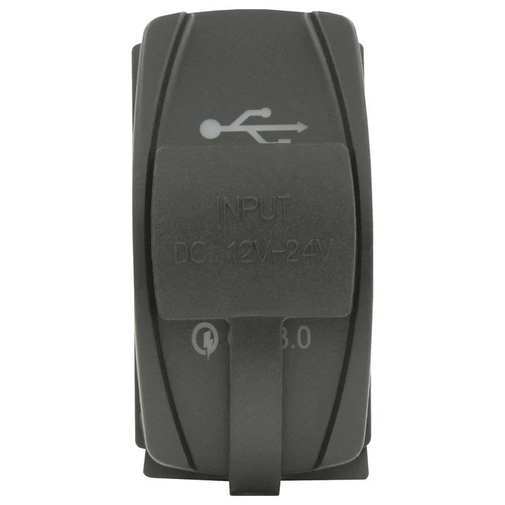 Dual QC 3.0 USB Rocker Style Charger - Blue LED