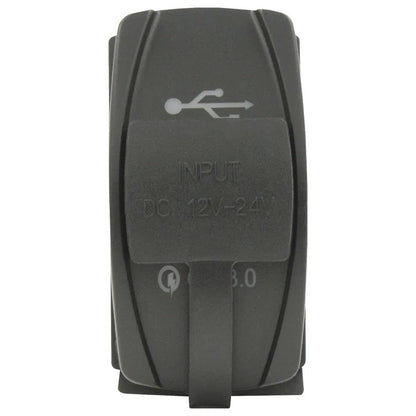 Dual QC 3.0 USB Rocker Style Charger - Blue LED