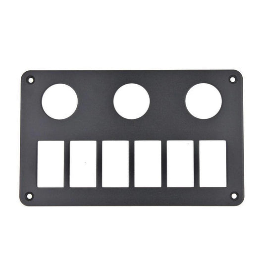 3 Gang Round Socket & 6 Gang Rocker - Blank Aluminium Panel