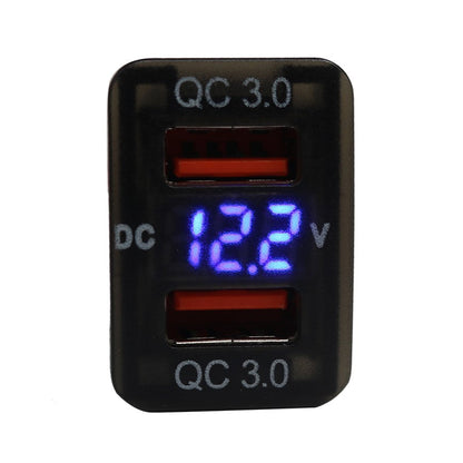 Toyota Revo Dual USB QC3.0 Charger & Voltmeter (32x20mm) - Blue LED