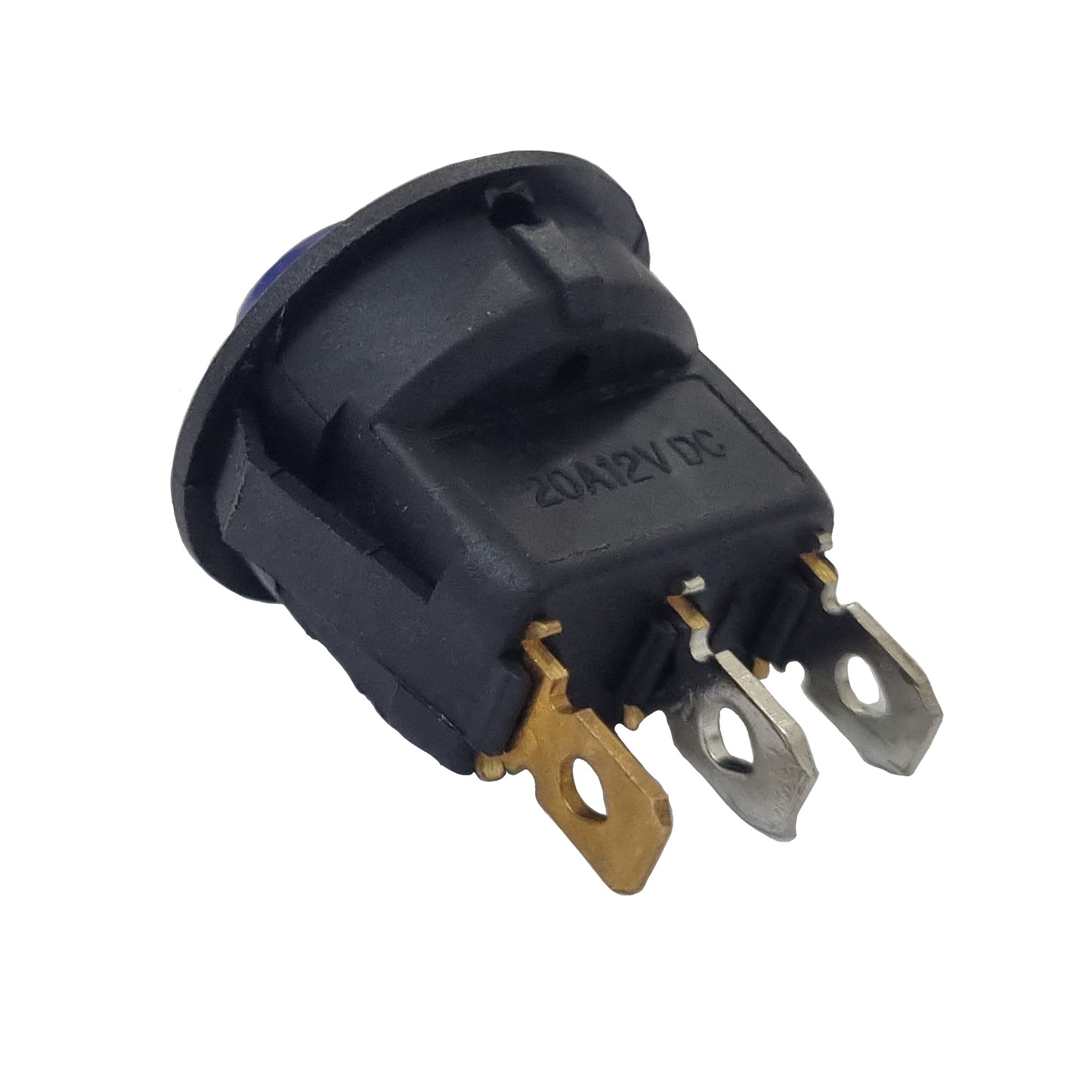 Small Blue Round Rocker Switch 3 Pin - On/Off