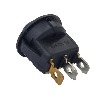 Small Blue Round Rocker Switch 3 Pin - On/Off