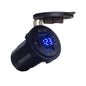 Dual QC3.0 USB & Type C PD (3 Ports) Socket Charger with Voltmeter & On/Off Switch - Blue LED