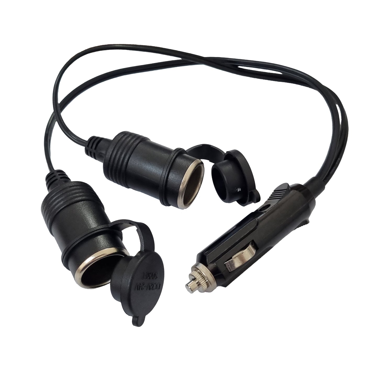 Male Lighter To 2 Female Lighter Plugs - With Caps
