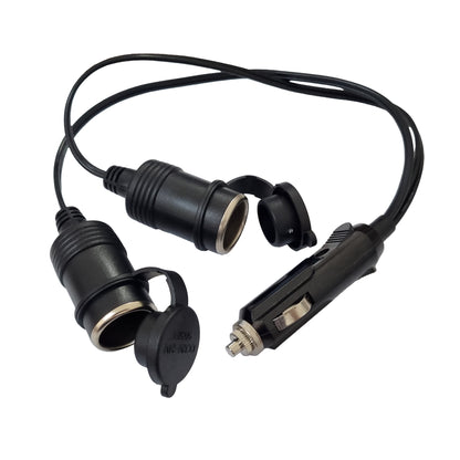 Male Lighter To 2 Female Lighter Plugs - With Caps