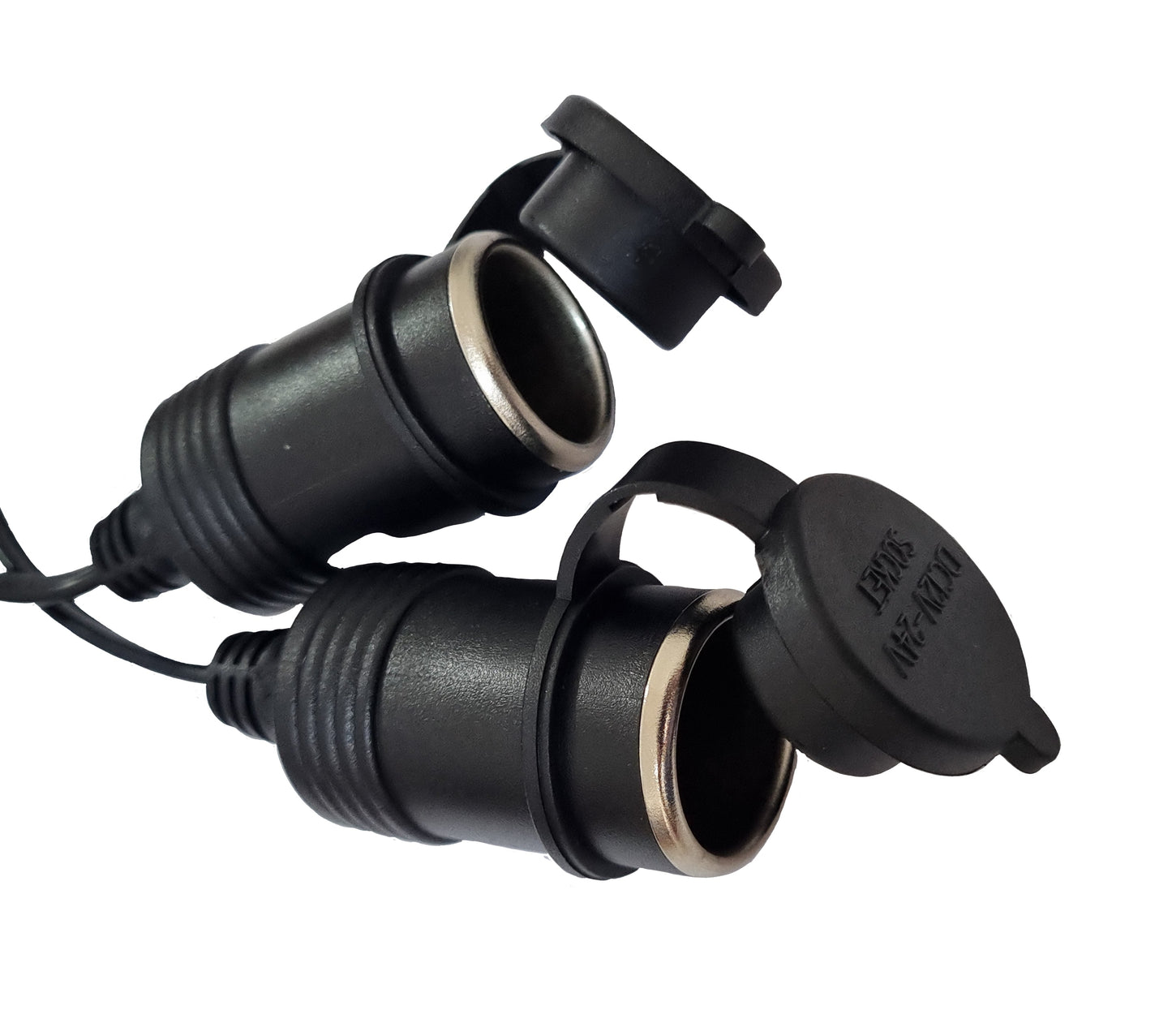 Male Lighter To 2 Female Lighter Plugs - With Caps