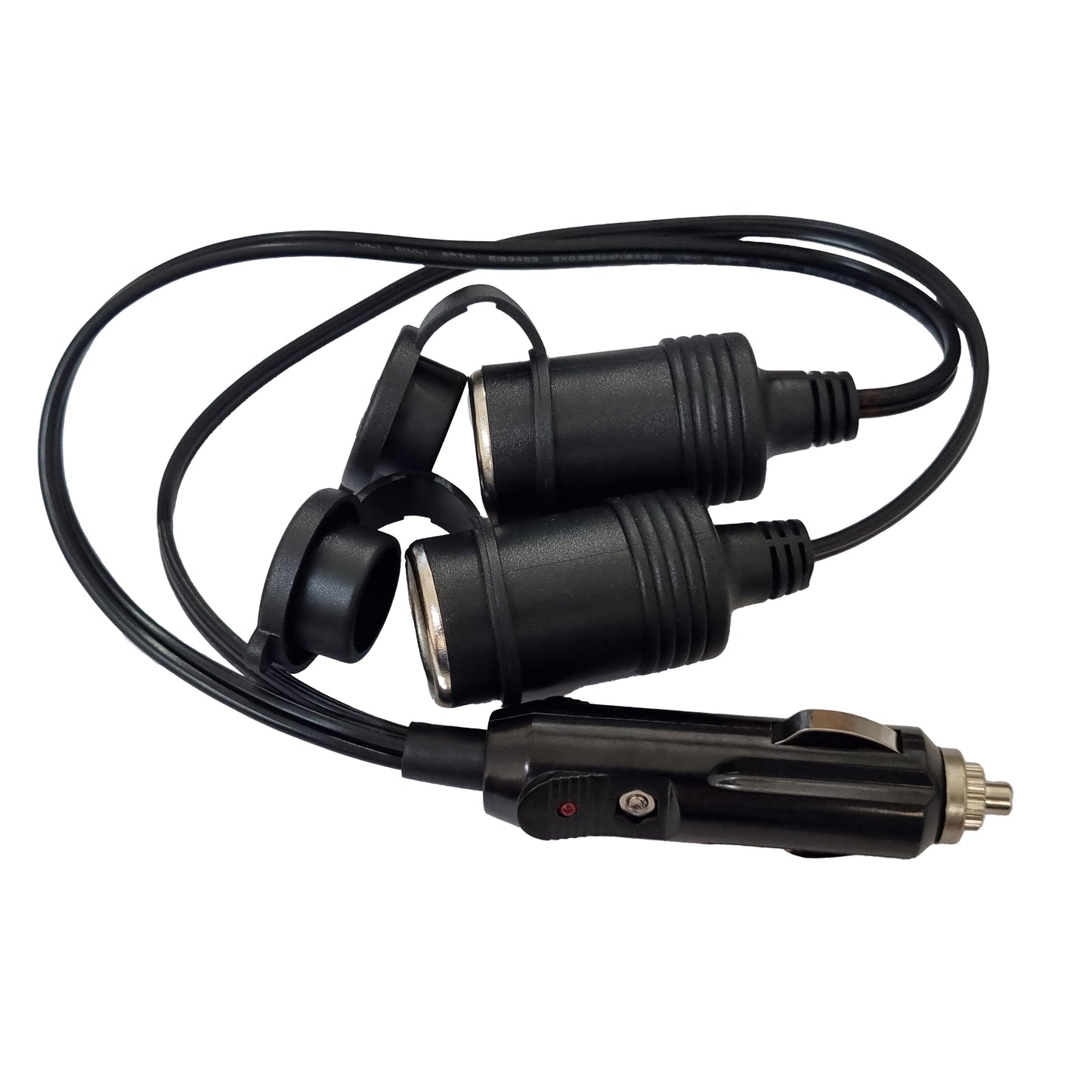 Male Lighter To 2 Female Lighter Plugs - With Caps