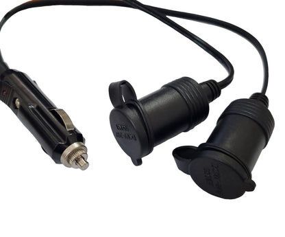 Male Lighter To 2 Female Lighter Plugs - With Caps