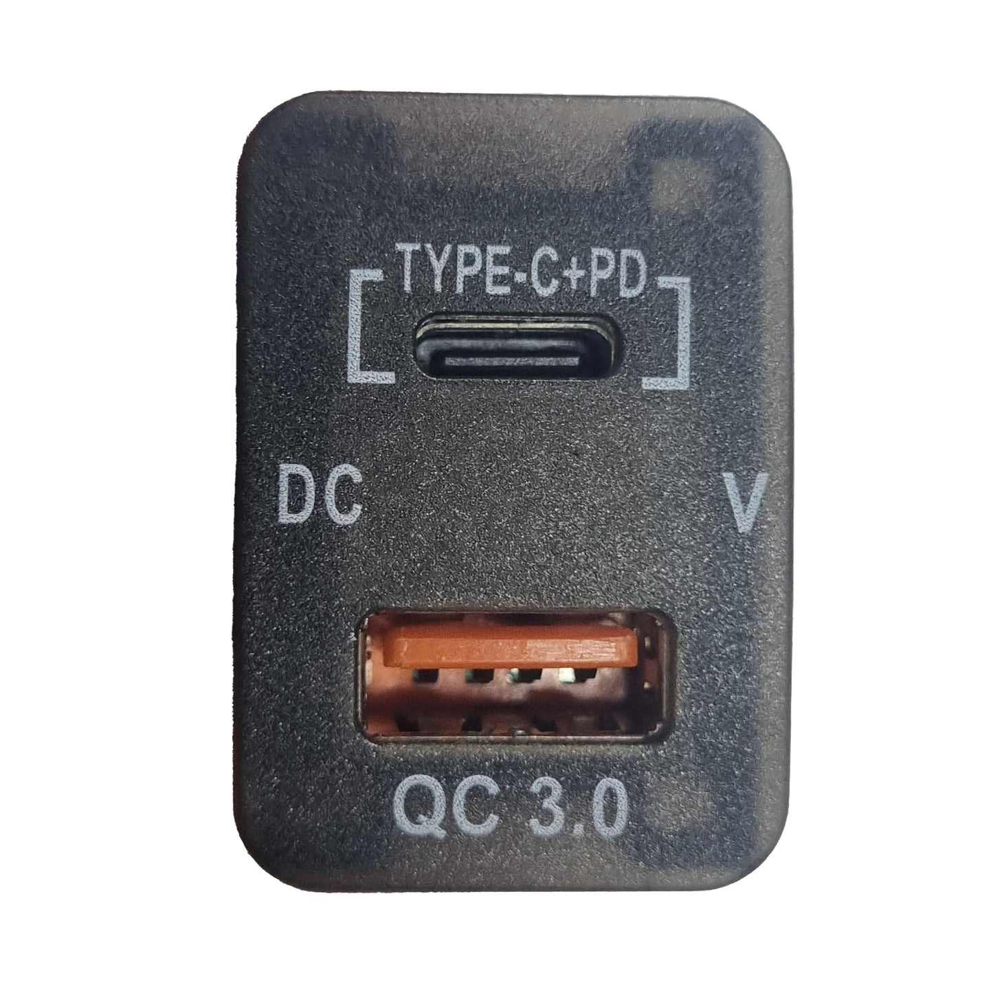 QC3 USB + Type-C Charger & Voltmeter (32x20mm) Toyota REVO - Blue LED