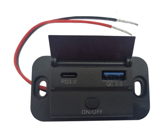 Dual QC3.0 USB & PD3.0 Type-C Wall Plate Charger with On/Off Switch - Hinge Cover
