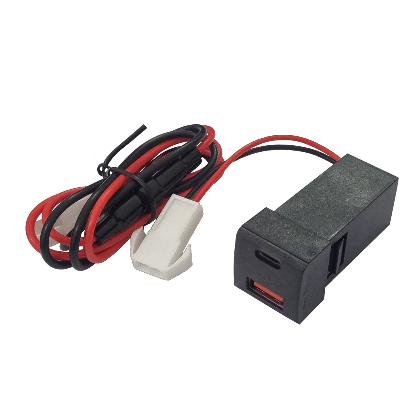 Toyota QC3.0 USB & Type-C Charger + Voltmeter (22x22mm) - Blue LED