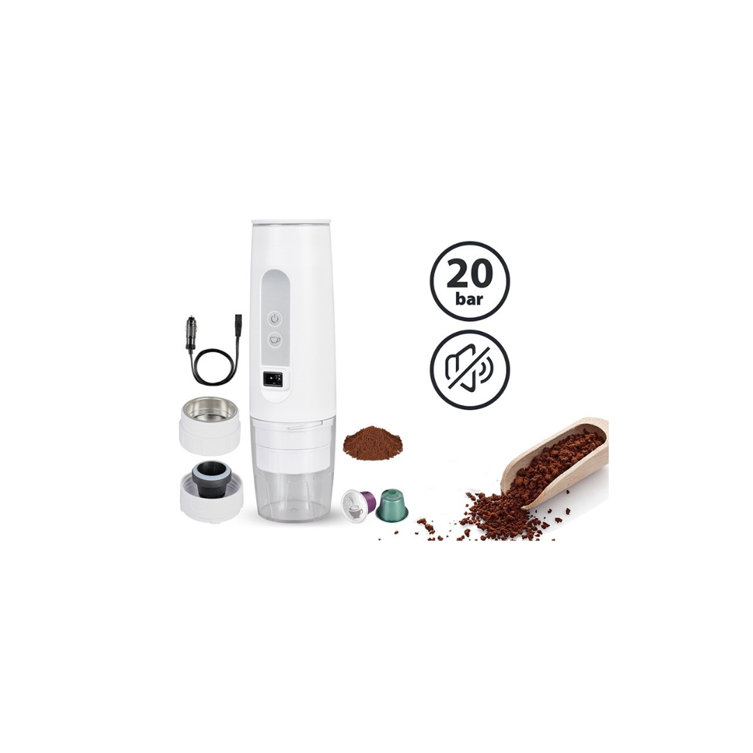 12V Portable Coffee Maker – Compatible with Capsules/Pods & Ground Coffee