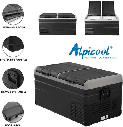 Alpicool TW95 Double Door Fridge-Freezer 12V/220V