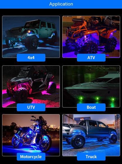Aurora RGB LED Rock Lights – 8 Pod Set | Bluetooth