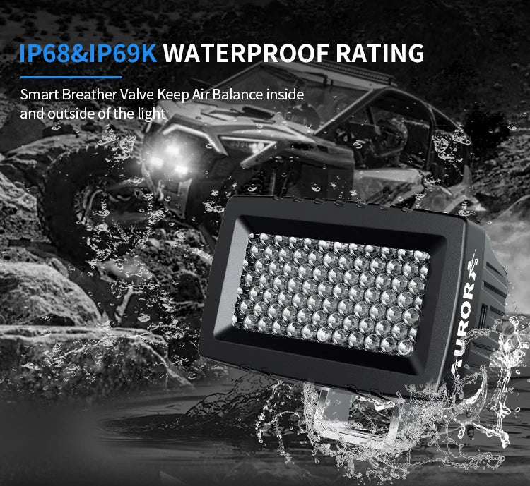 Aurora 3*1.5" Cool White LED Work Light (Diffusion) (Pair)