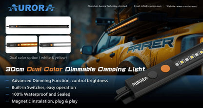 Aurora Outdoor 900 mm LED Dimmable Camping Light - White & Amber