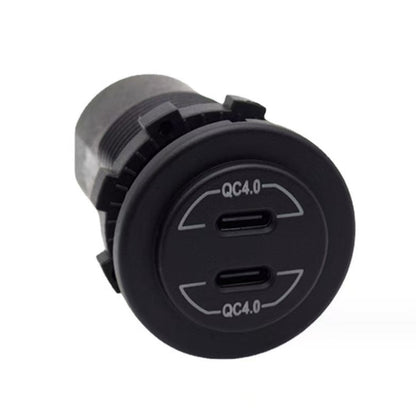 Dual QC4.0 Type-C USB Socket Charger - Blue LED