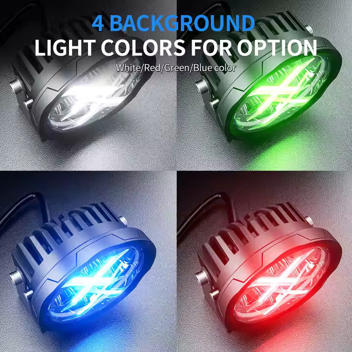 AURORA RGB LED Floodlight 4 Inch 40W Round LED Driving Light [Flood] (Pair)