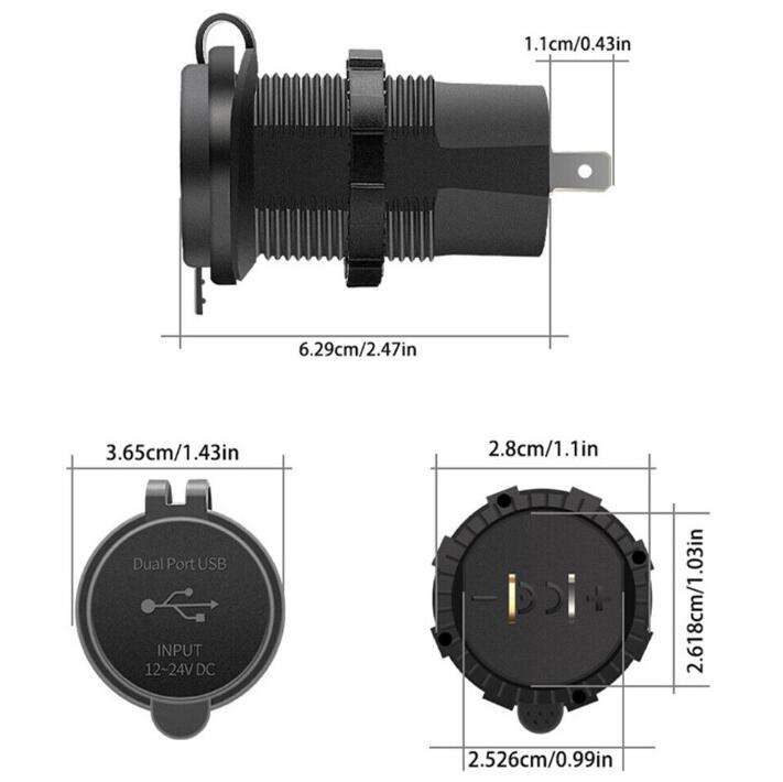 Dual QC3.0 USB + PD Type-C Socket Charger with Voltmeter & On/Off Switch - Blue LED