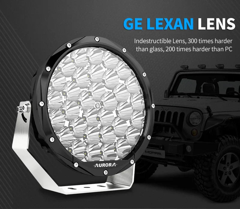 AURORA 9 Inch Super Brightness 198W LED Round Combo Light with Backlight (Pair)