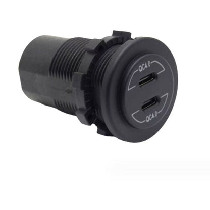 Dual QC4.0 Type-C USB Socket Charger - Blue LED