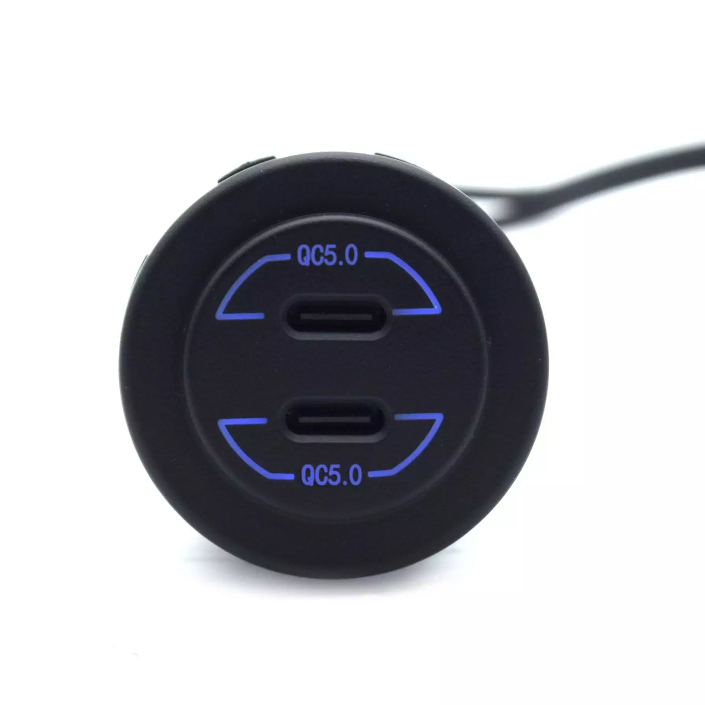 Dual QC5.0 Type-C USB Socket Charger - Blue LED