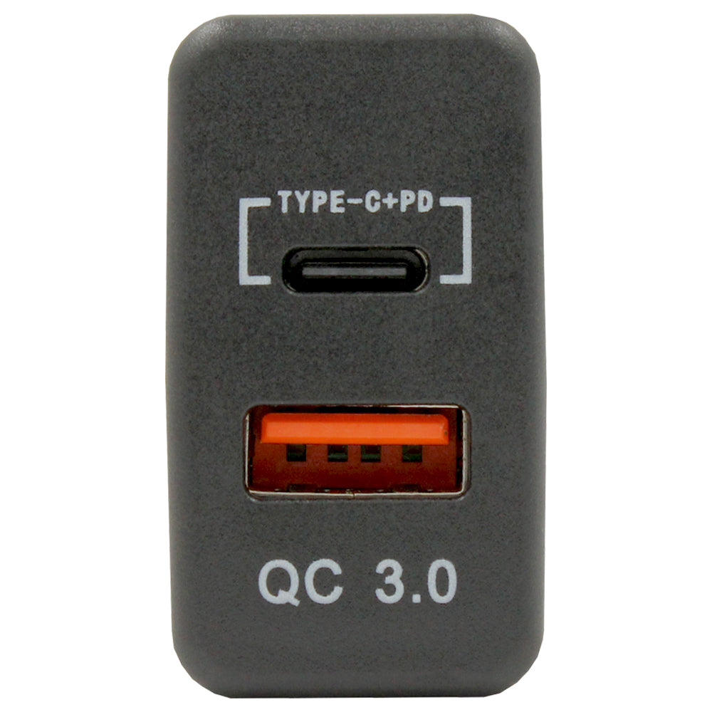 Dual QC3.0 USB & Type-C Charger(40x20mm) Toyota Revo - Blue LED