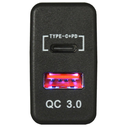 Dual QC3.0 USB & Type-C Charger(40x20mm) Toyota Revo - Blue LED