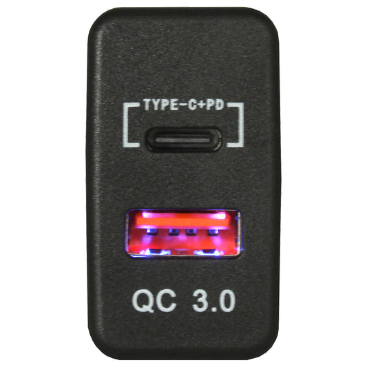 Dual QC3.0 USB & Type-C Charger(40x20mm) Toyota Revo - Blue LED