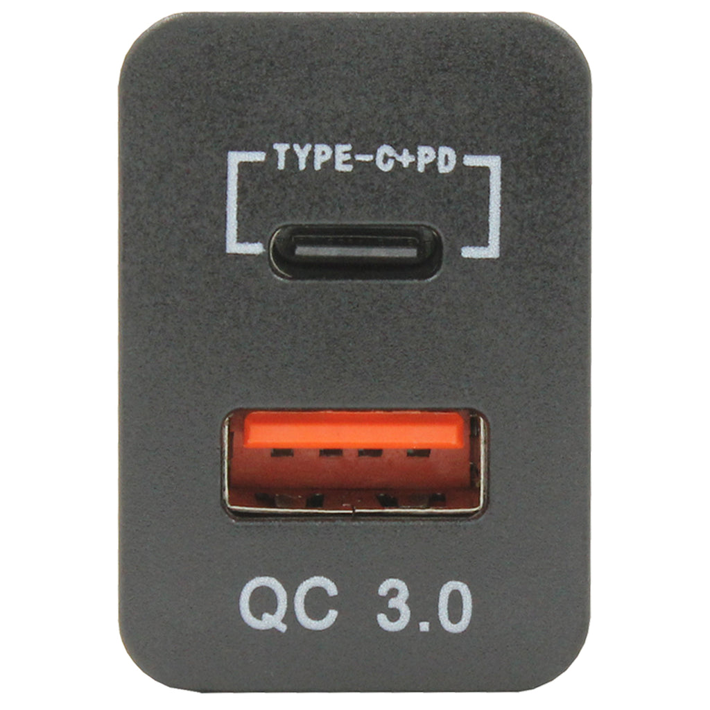Dual QC3.0 USB & Type-C Charger(32x20mm) Toyota Revo - Blue LED