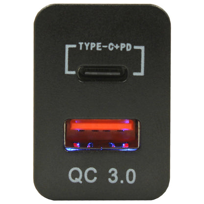 Dual QC3.0 USB & Type-C Charger(32x20mm) Toyota Revo - Blue LED