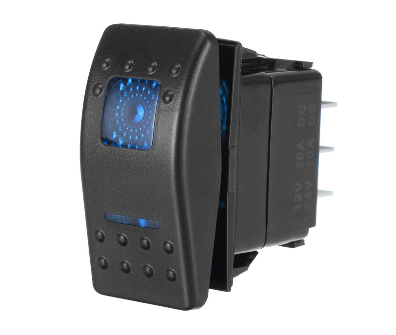 5 Pin Rocker - Blue LED Backlit