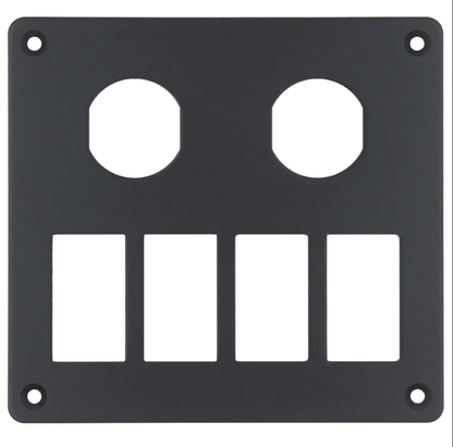 2 Gang Round Socket & 4 Gang Rocker - Blank Aluminium Panel