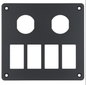 2 Gang Round Socket & 4 Gang Rocker - Blank Aluminium Panel