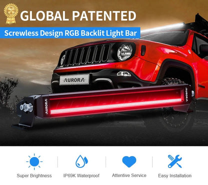 AURORA Screwless 40-Inch Offroad Driving DRL RGB LED Light Bar